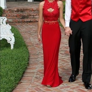 Two Piece Red Prom Dress